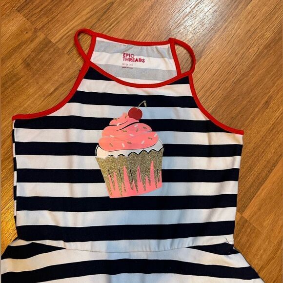 Epic Threads girls navy blue and white striped dress size medium - Picture 5 of 10